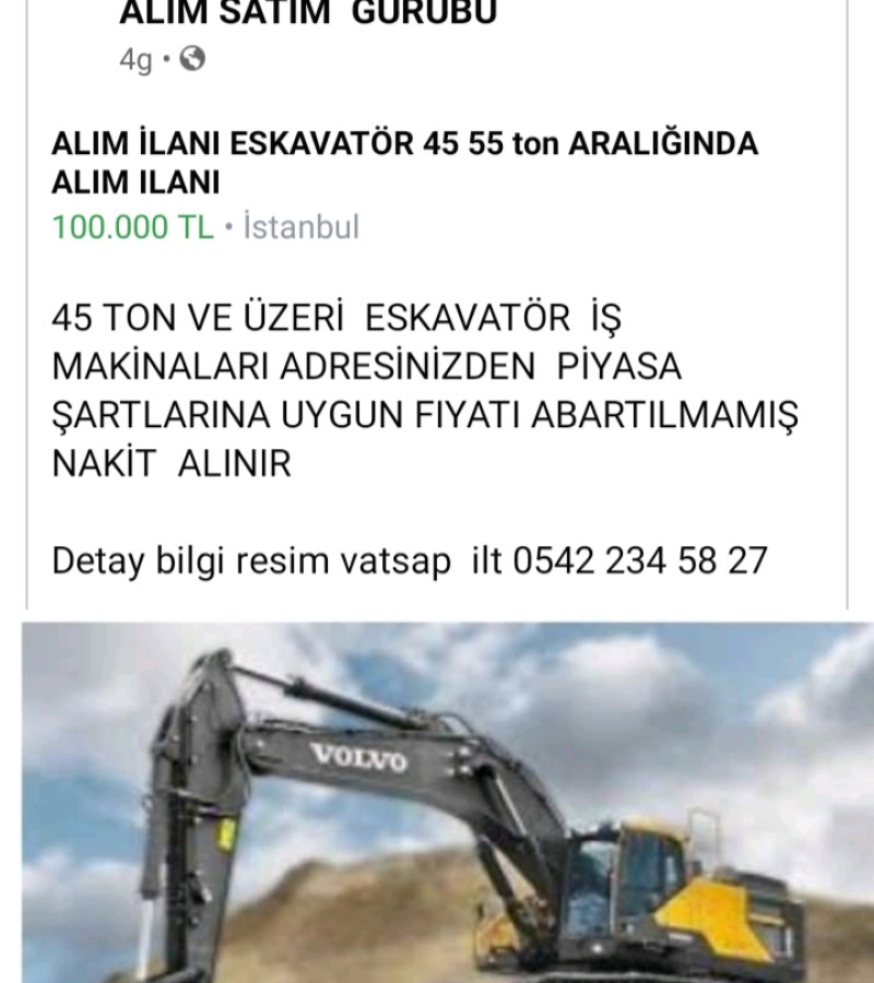 HER TÜRLÜ İŞ MAKINALARI ALINIR